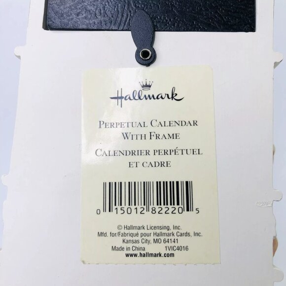 VTG Hallmark Perpetual Calendar with Picture Frame Desk Stand White Wood Blocks - Picture 8 of 9